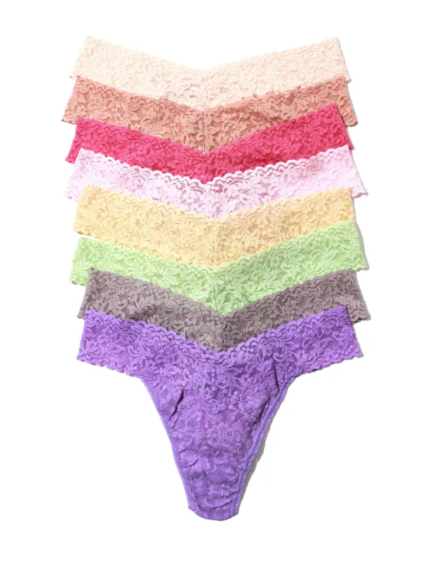 8 Pack Signature Lace Original Rise Thongs Pastels sold by Hanky Panky