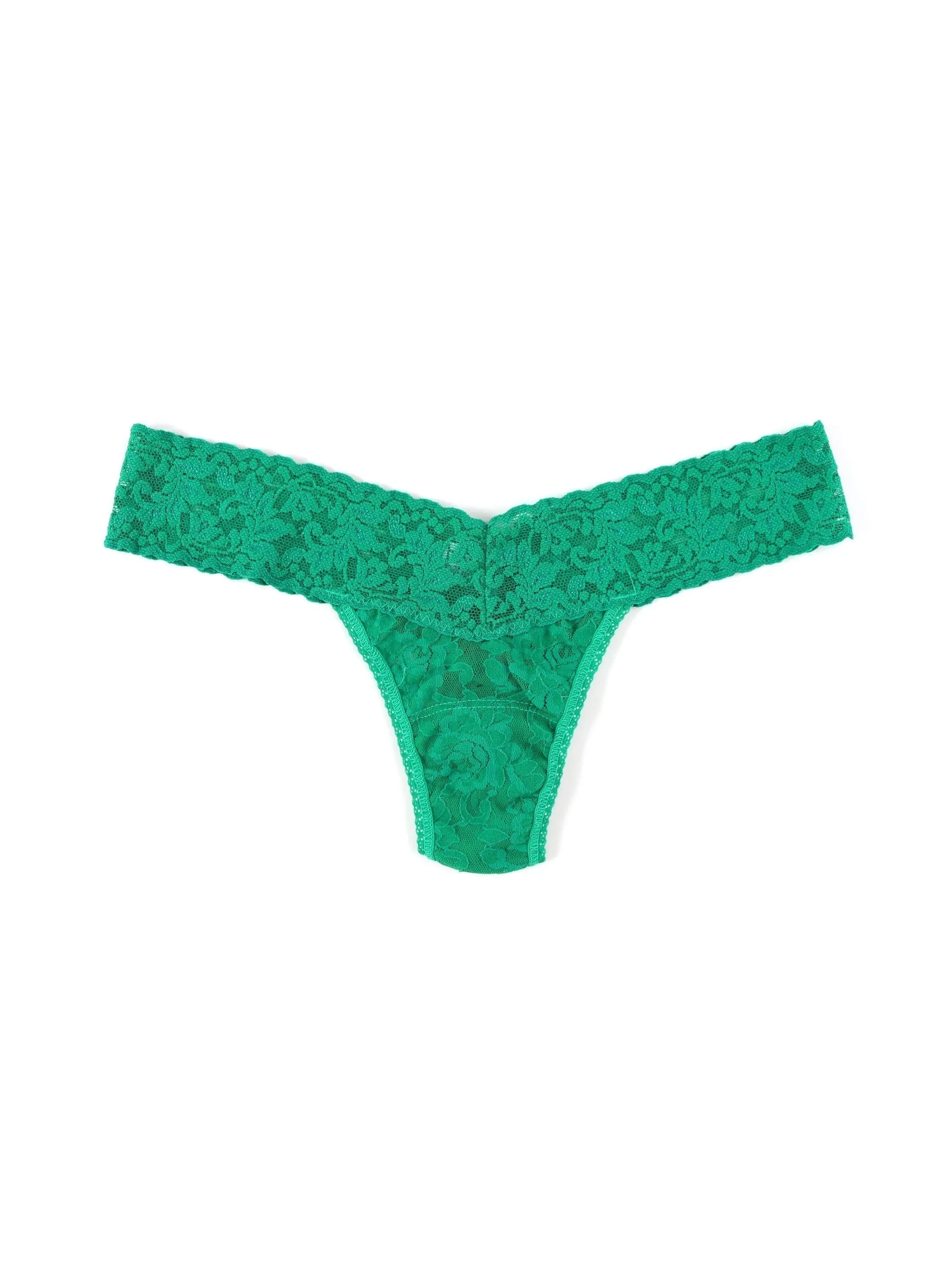 Signature Lace Low Rise Thong Malachite Green sold by Hanky Panky