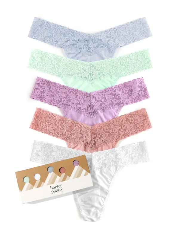 Holiday 5 Pack Supima® Cotton Original Rise Thongs Dove Grey sold by Hanky Panky