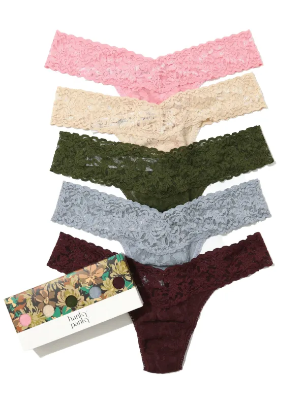 5 Pack Petite Size Signature Lace Thongs in Printed Box sold by Hanky Panky