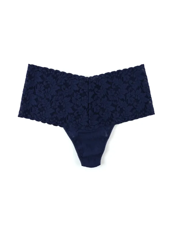 Retro Lace Thong Navy sold by Hanky Panky