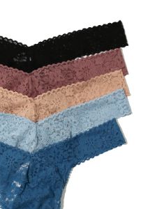 Plus Size Daily Lace™ Original Rise Thong 5 Pack sold by Hanky Panky