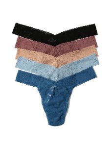 Plus Size Daily Lace™ Original Rise Thong 5 Pack sold by Hanky Panky