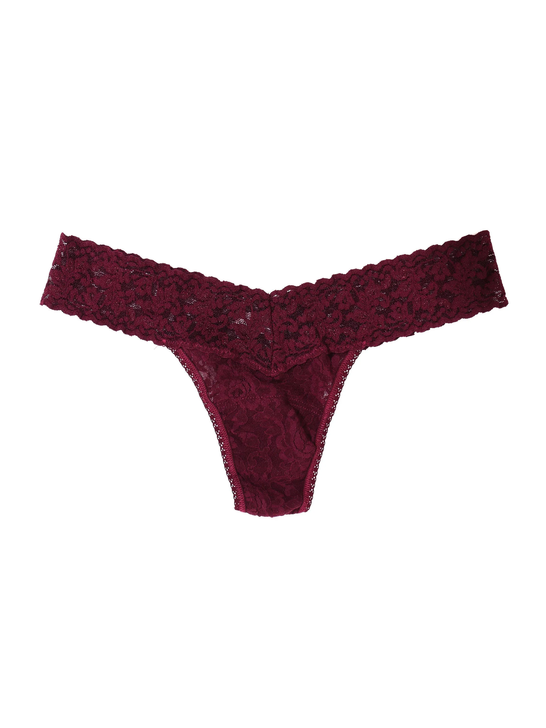 Signature Lace Low Rise Thong Dried Cherry Red sold by Hanky Panky