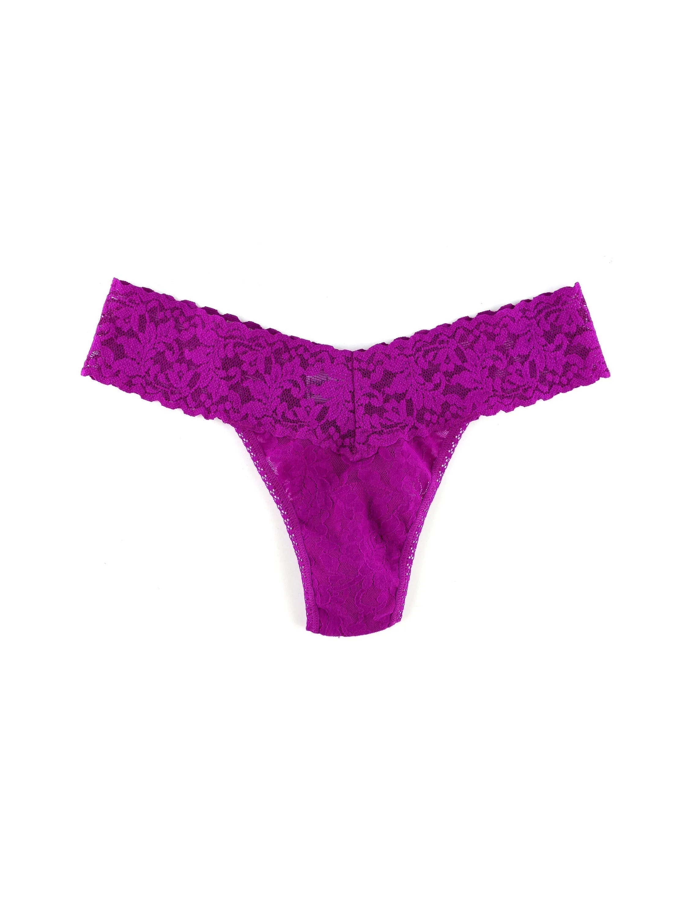 Petite Size Signature Lace Low Rise Thong Countess Pink sold by Hanky Panky