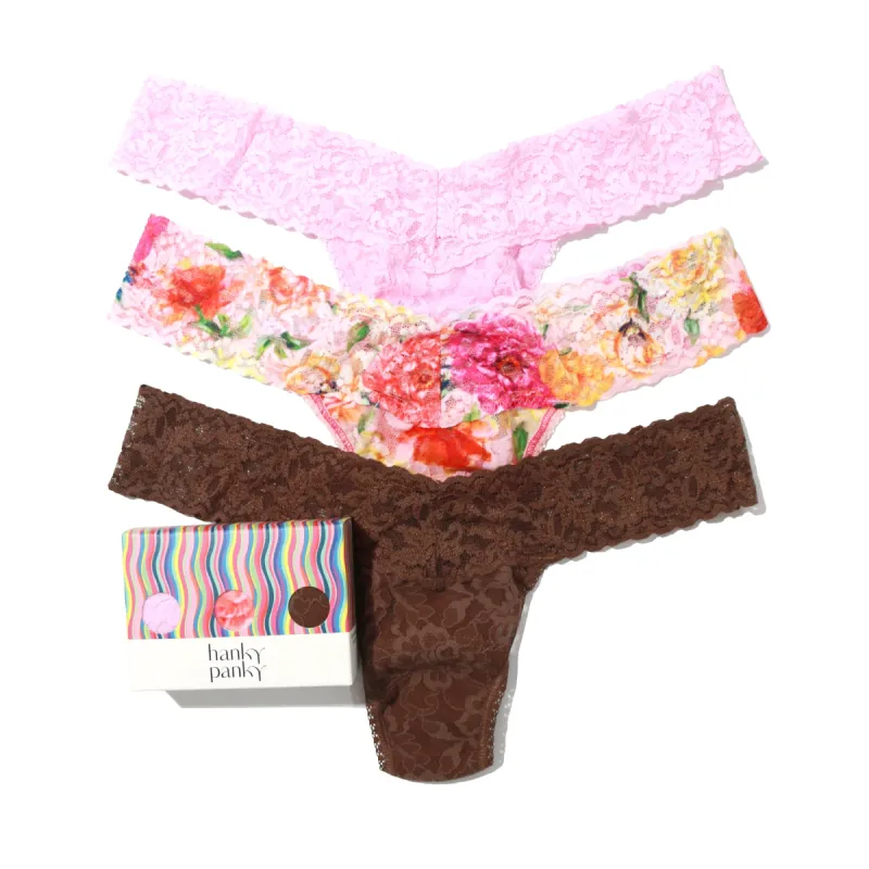 3 Pack Low Rise Thongs Bring Me Flowers Sale sold by Hanky Panky