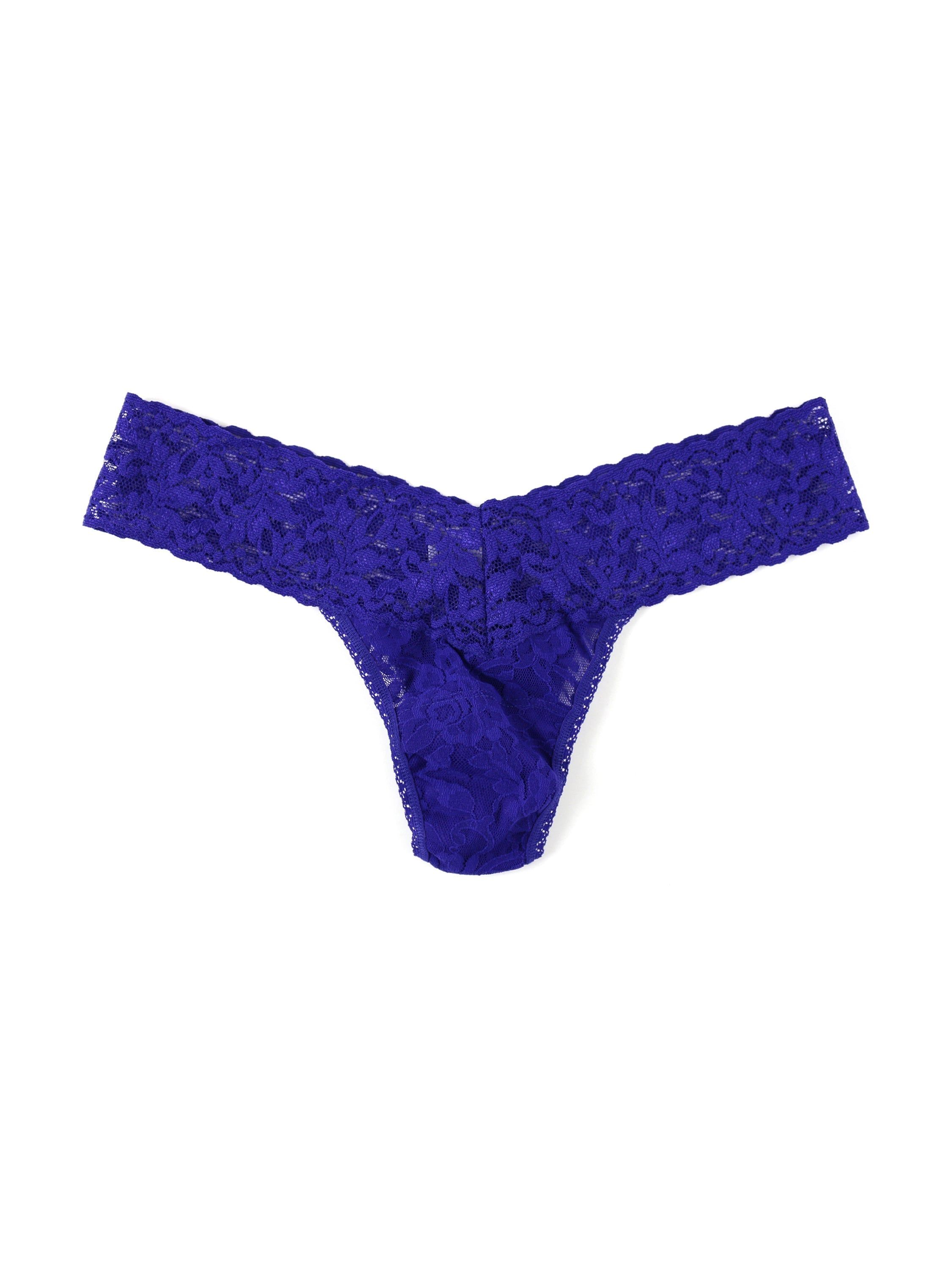 Signature Lace Low Rise Thong Mystic Blue sold by Hanky Panky