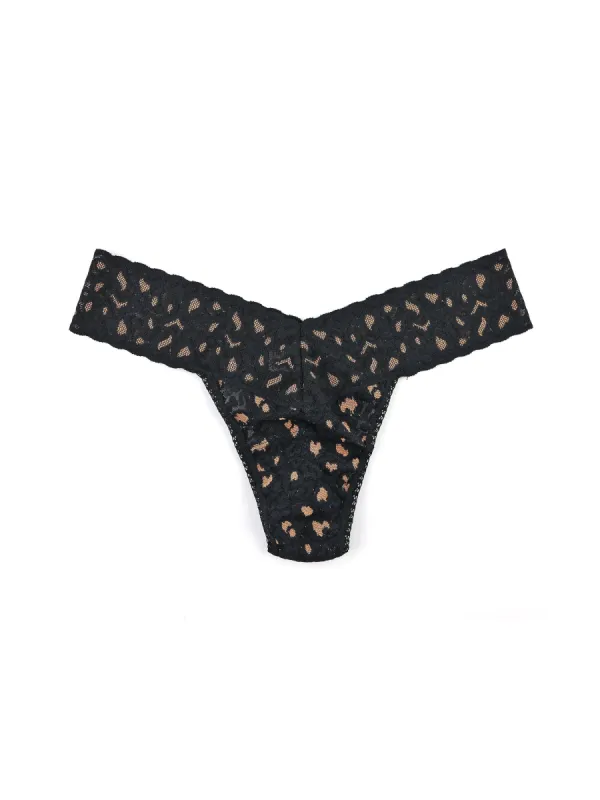 Cross-Dyed Leopard Petite Low Rise Thong Black sold by Hanky Panky