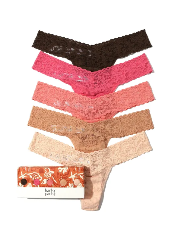 5 Pack Signature Lace Low Rise Thongs in Printed Box Sale sold by Hanky Panky