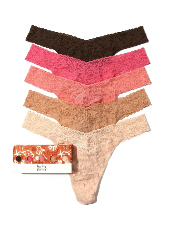 5 Pack Plus Size Signature Lace Thongs in Printed Box Sale sold by Hanky Panky