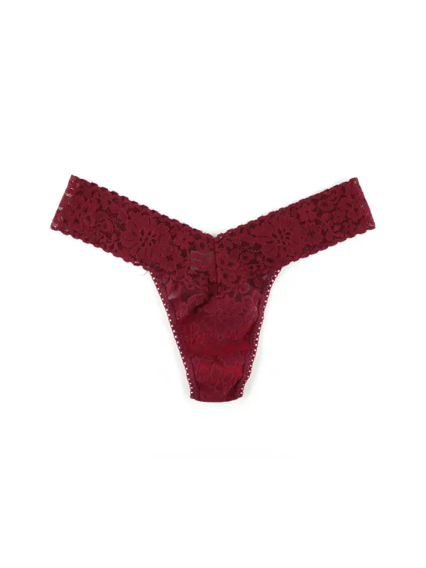 Daily Lace™ Petite Low Rise Thong Lipstick Red Sale sold by Hanky Panky