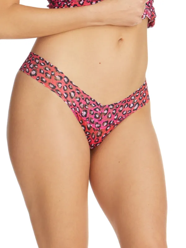 Printed Signature Lace Low Rise Thong Sassy Cat sold by Hanky Panky