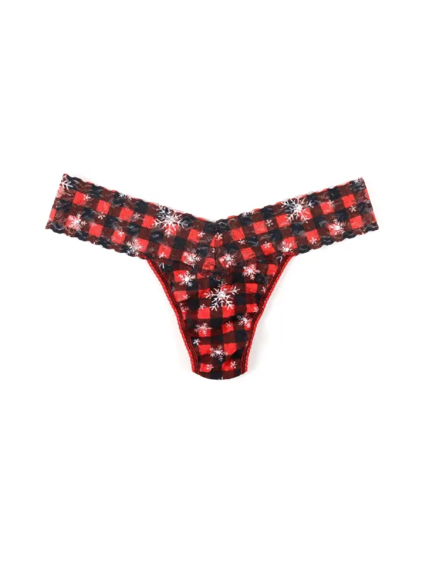 Printed Signature Lace Low Rise Thong Home For The Holidays sold by Hanky Panky