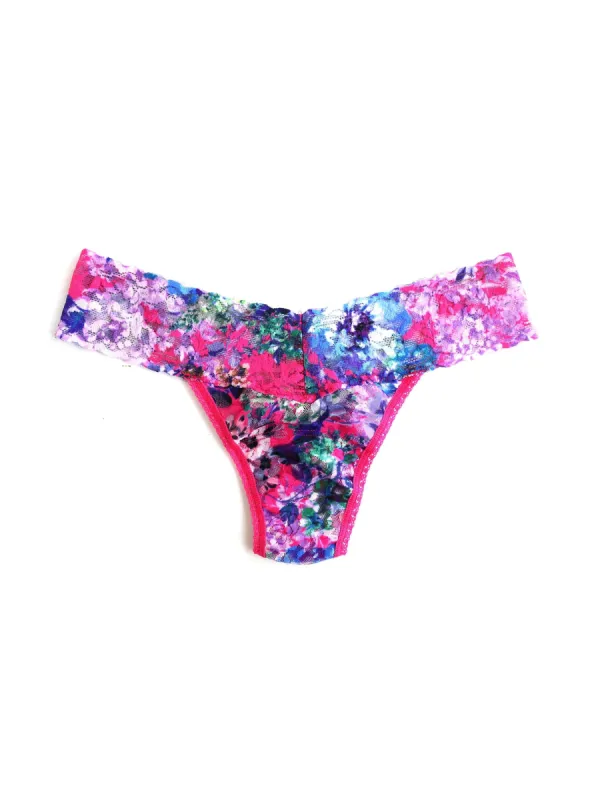 Petite Size Printed Signature Lace Thong Pretty Peony sold by Hanky Panky
