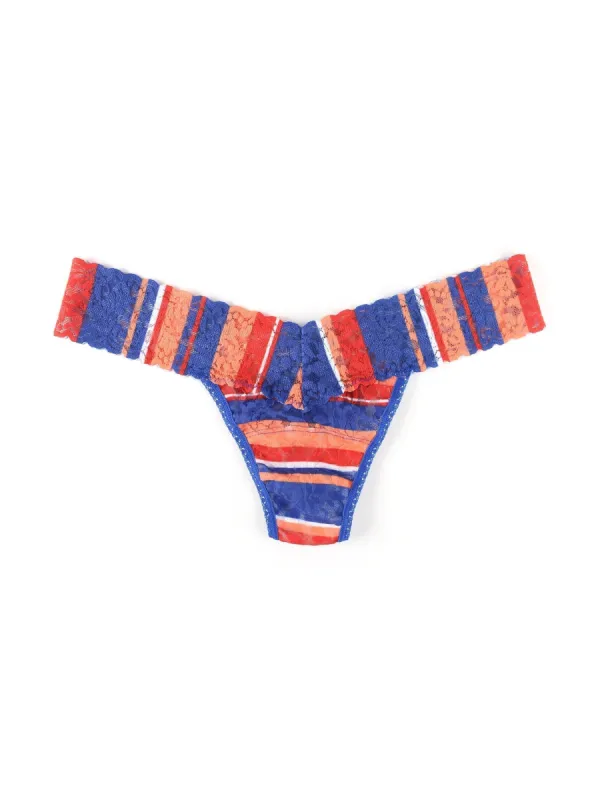 Printed Signature Lace Low Rise Thong Seaside Stripe sold by Hanky Panky
