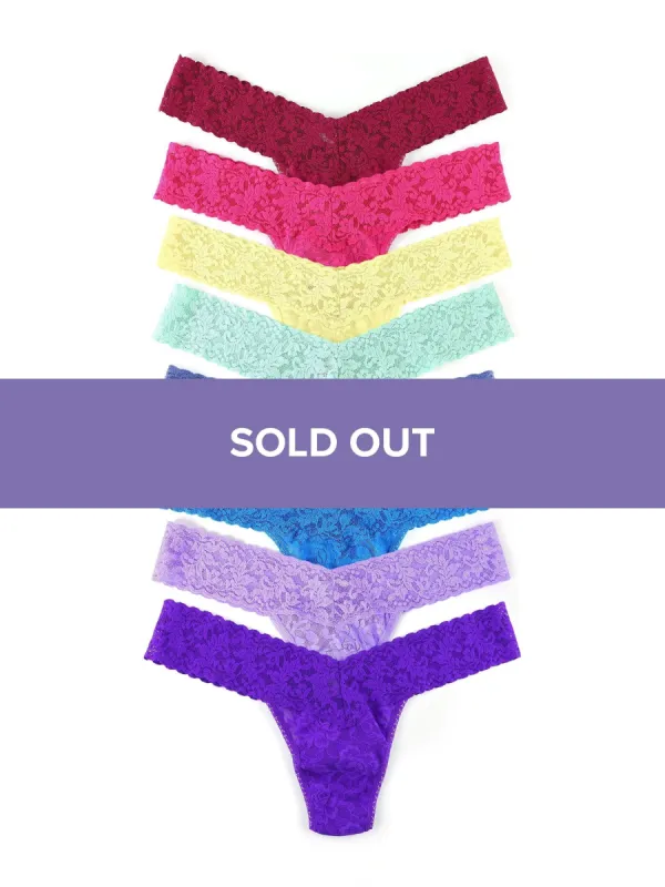 8 Pack Bright Signature Lace Low Rise Thongs sold by Hanky Panky