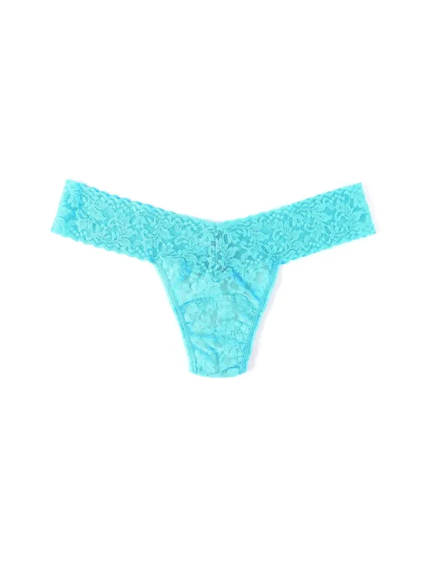 Signature Lace Low Rise Thong Island Blue sold by Hanky Panky