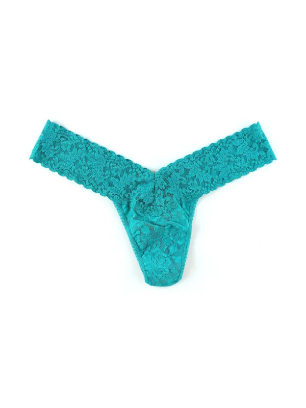 Signature Lace Low Rise Thong Vibrant Turquoise sold by Hanky Panky
