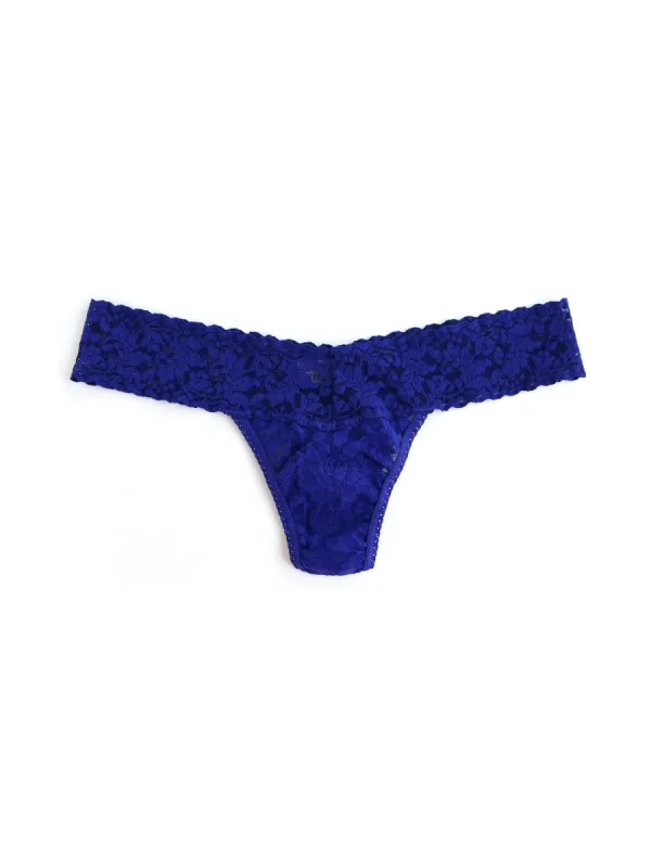 Signature Lace Low Rise Thong Midnight Blue sold by Hanky Panky