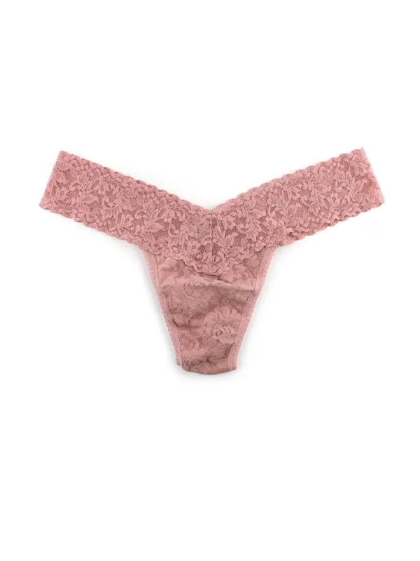 Signature Lace Low Rise Thong Desert Rose Pink sold by Hanky Panky