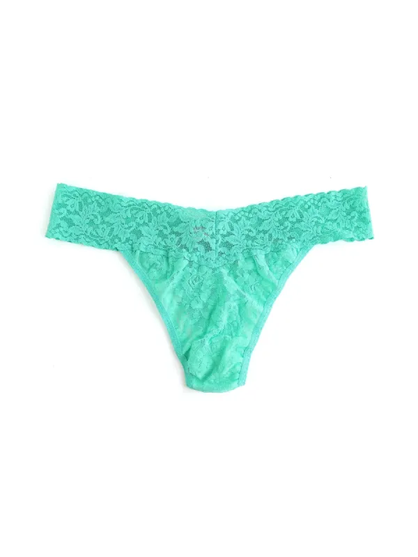 Plus Size Signature Lace Original Rise Thong Agave Green sold by Hanky Panky