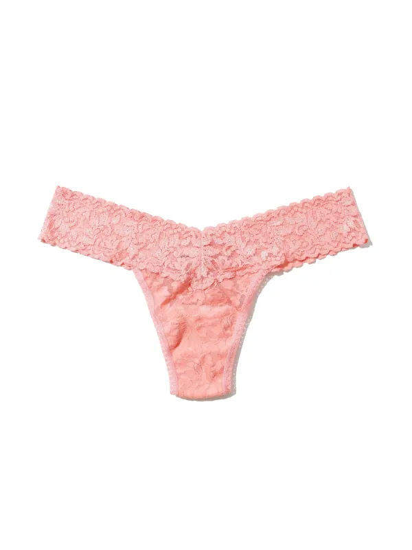 Signature Lace Low Rise Thong Snapdragon Peach sold by Hanky Panky