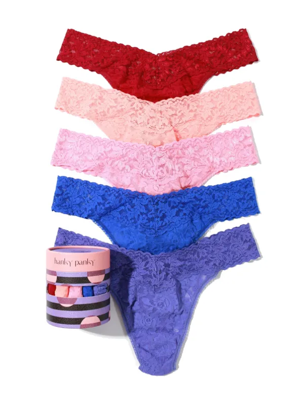 Holiday 5 Pack Signature Lace Original Rise Thongs Sale sold by Hanky Panky