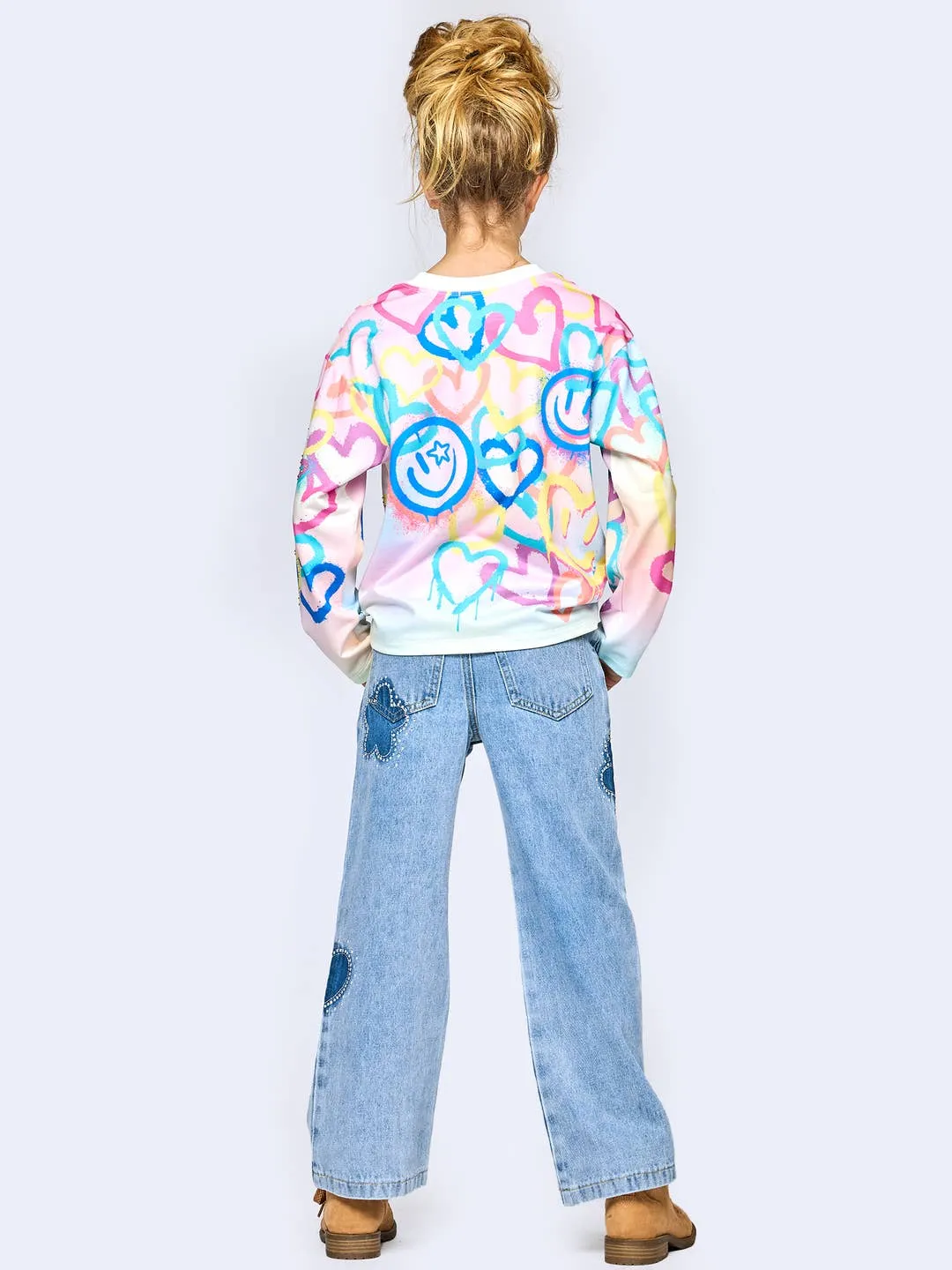 RHINESTONE SHADOW HEART/ FLOWER JEANS sold by Hannah Banana product image thumbnail 2