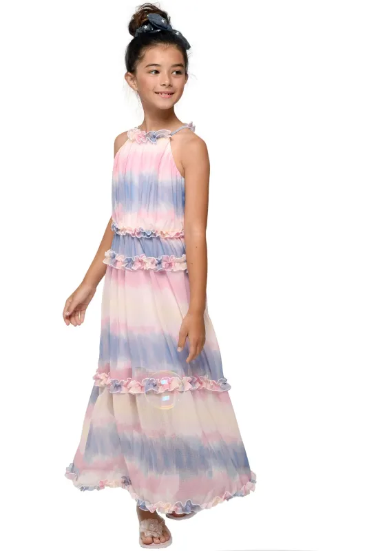 Pastel Tie Dye Halter Neck Maxi Dress sold by Hannah Banana