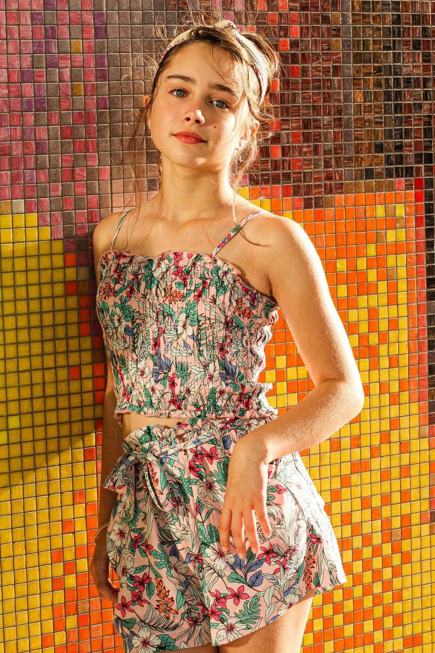 Floral Print Smocked Crop Cami Top sold by Hannah Banana product image thumbnail 3