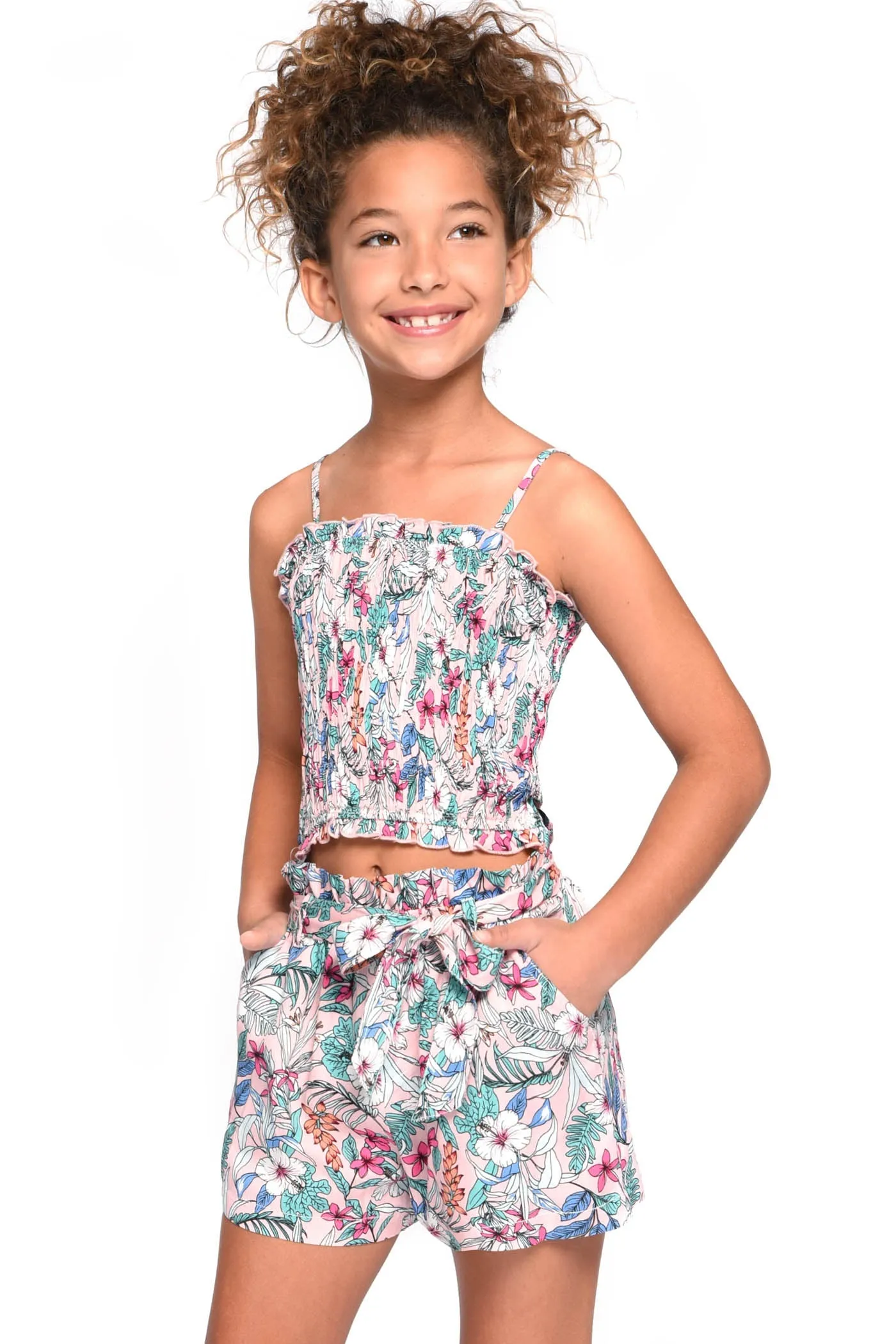 Floral Print Smocked Crop Cami Top sold by Hannah Banana product image thumbnail 5