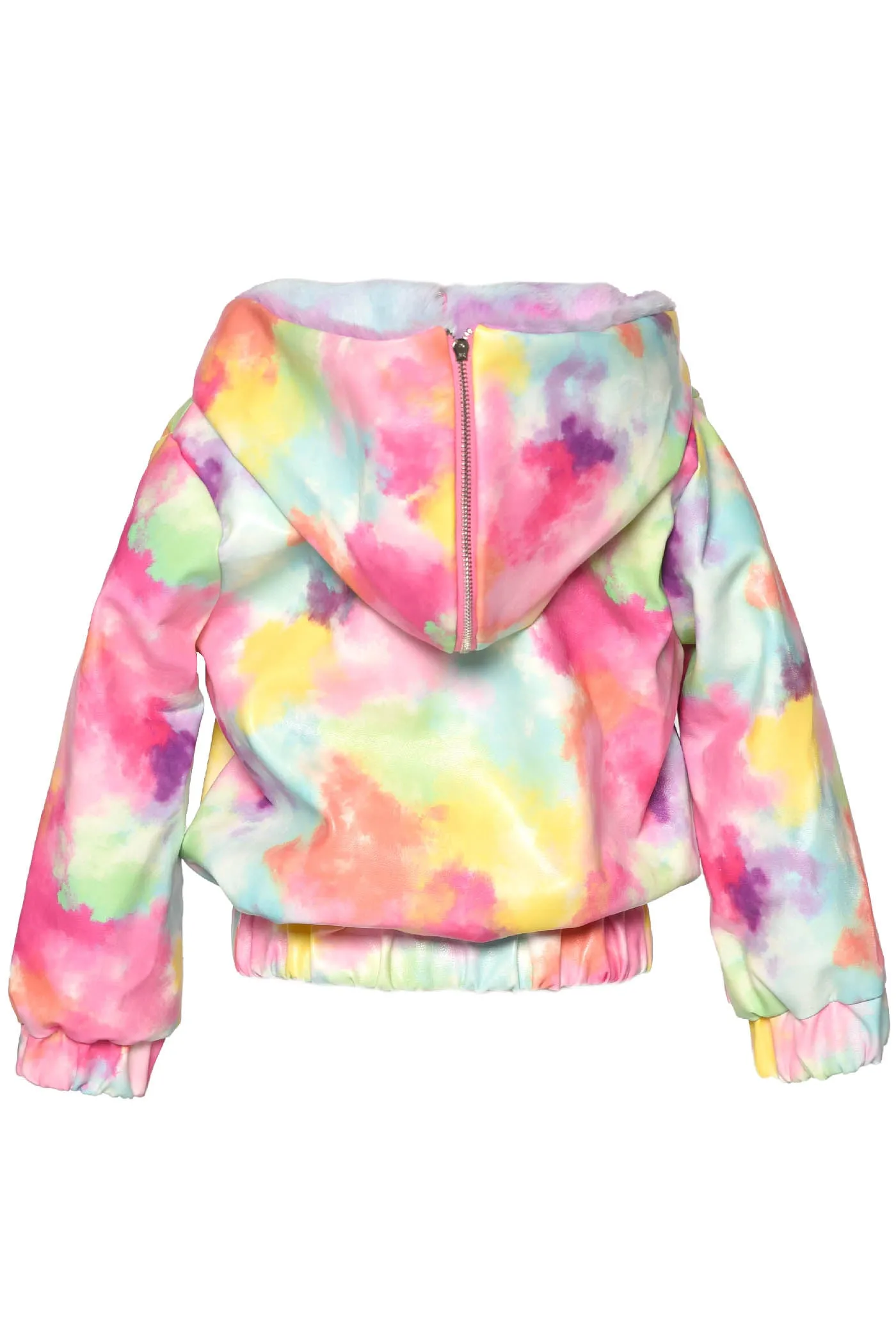TIE DYE FAUX LEATHER AVIATOR BOMBER JACKET sold by Hannah Banana product image thumbnail 2