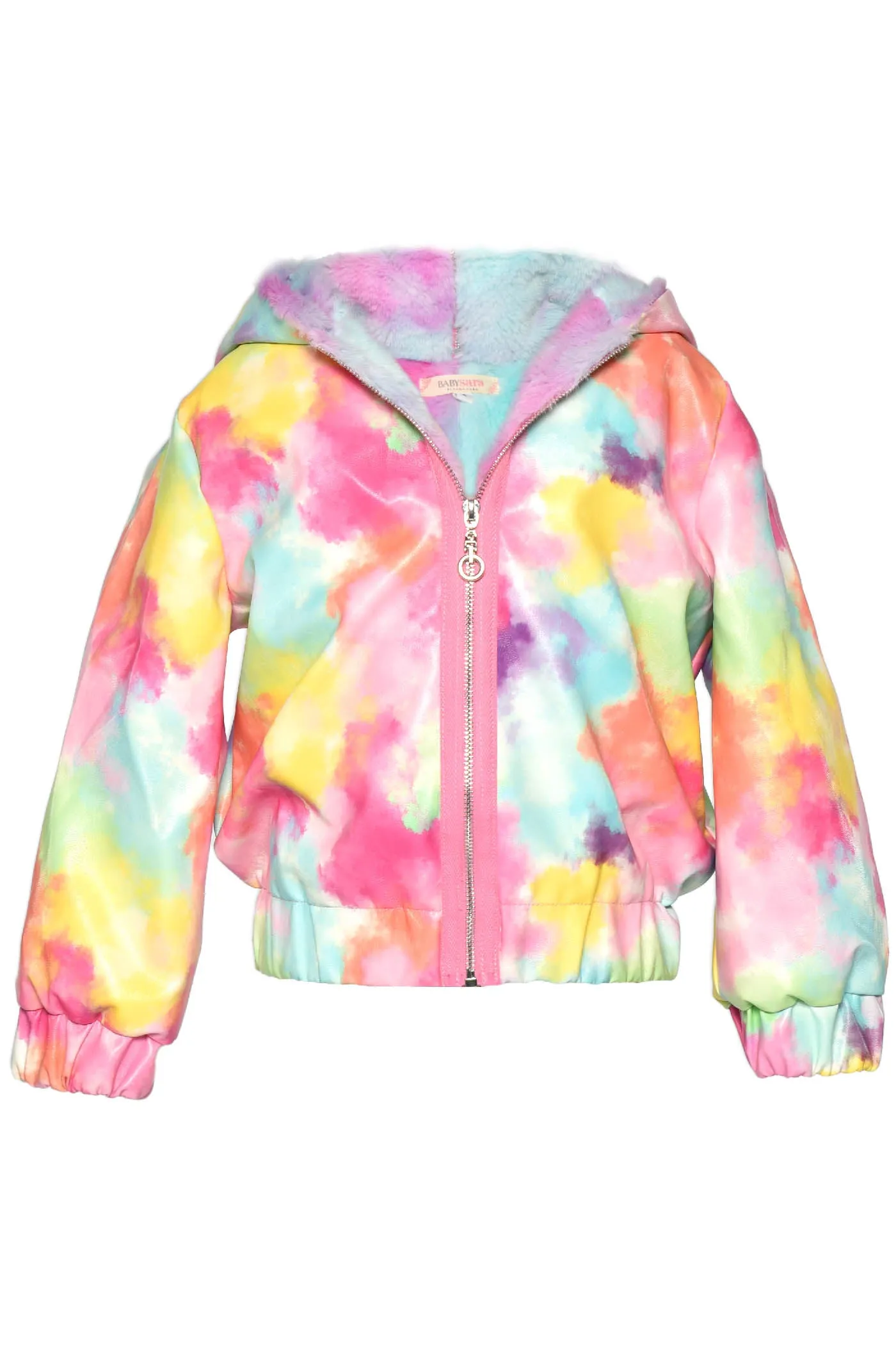TIE DYE FAUX LEATHER AVIATOR BOMBER JACKET sold by Hannah Banana