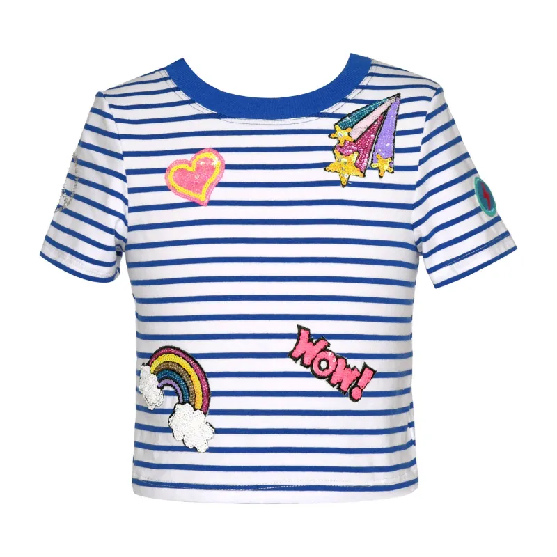 STRIPE TOP WITH PATCH DETAIL made by Hannah Banana
