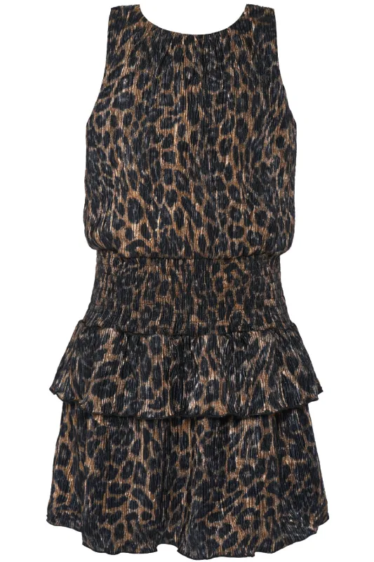 LEOPARD PRINT DRESS WITH SMOCKED YOKE made by Hannah Banana