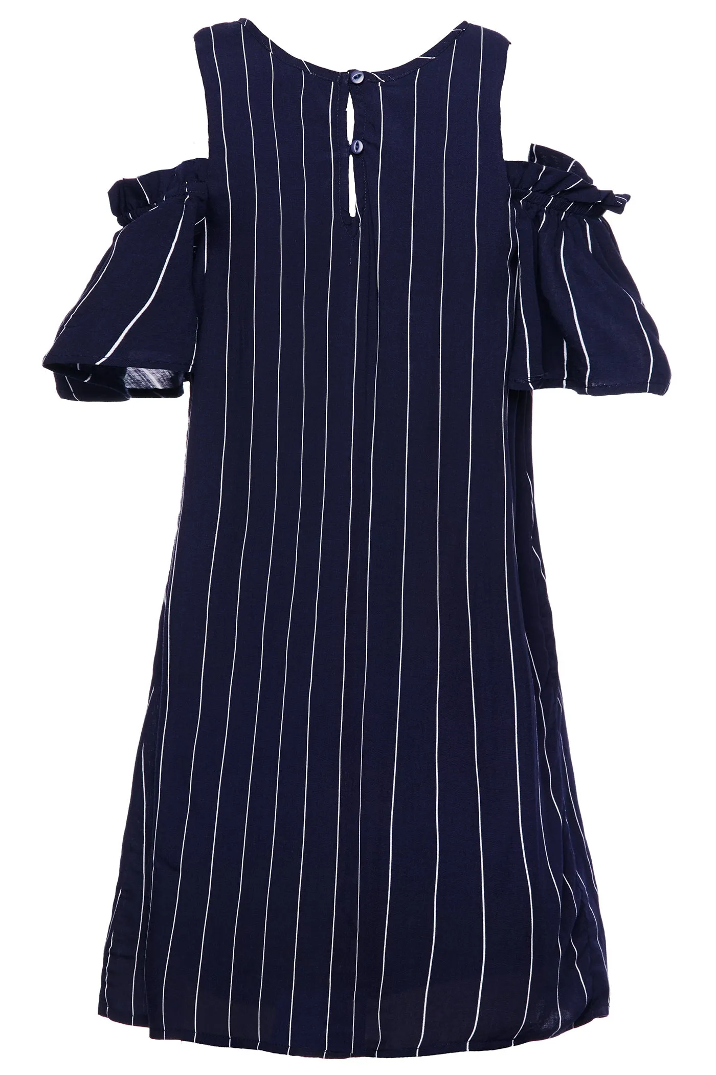 A-LINE COLD SHOULDER RUFFLE SLEEVE DRESS sold by Hannah Banana product image thumbnail 2