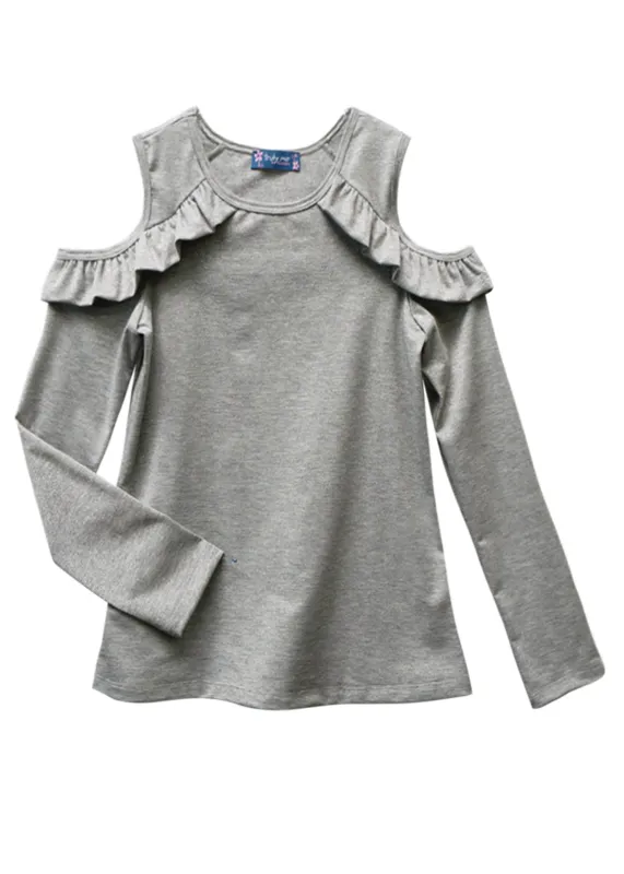 RUFFLE SLEEVE COLD SHOULDER TOP made by Truly Me
