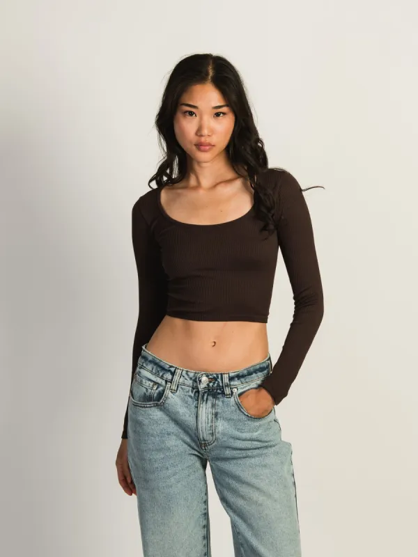 HARLOW SEAMLESS SQUARENECK LONG SLEEVE - CHOCOLATE sold by Harlow