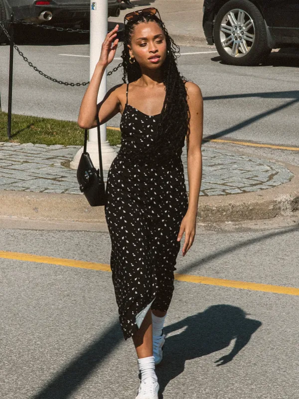HARLOW MALIA SLIT PRINT DRESS - BLACK sold by Harlow