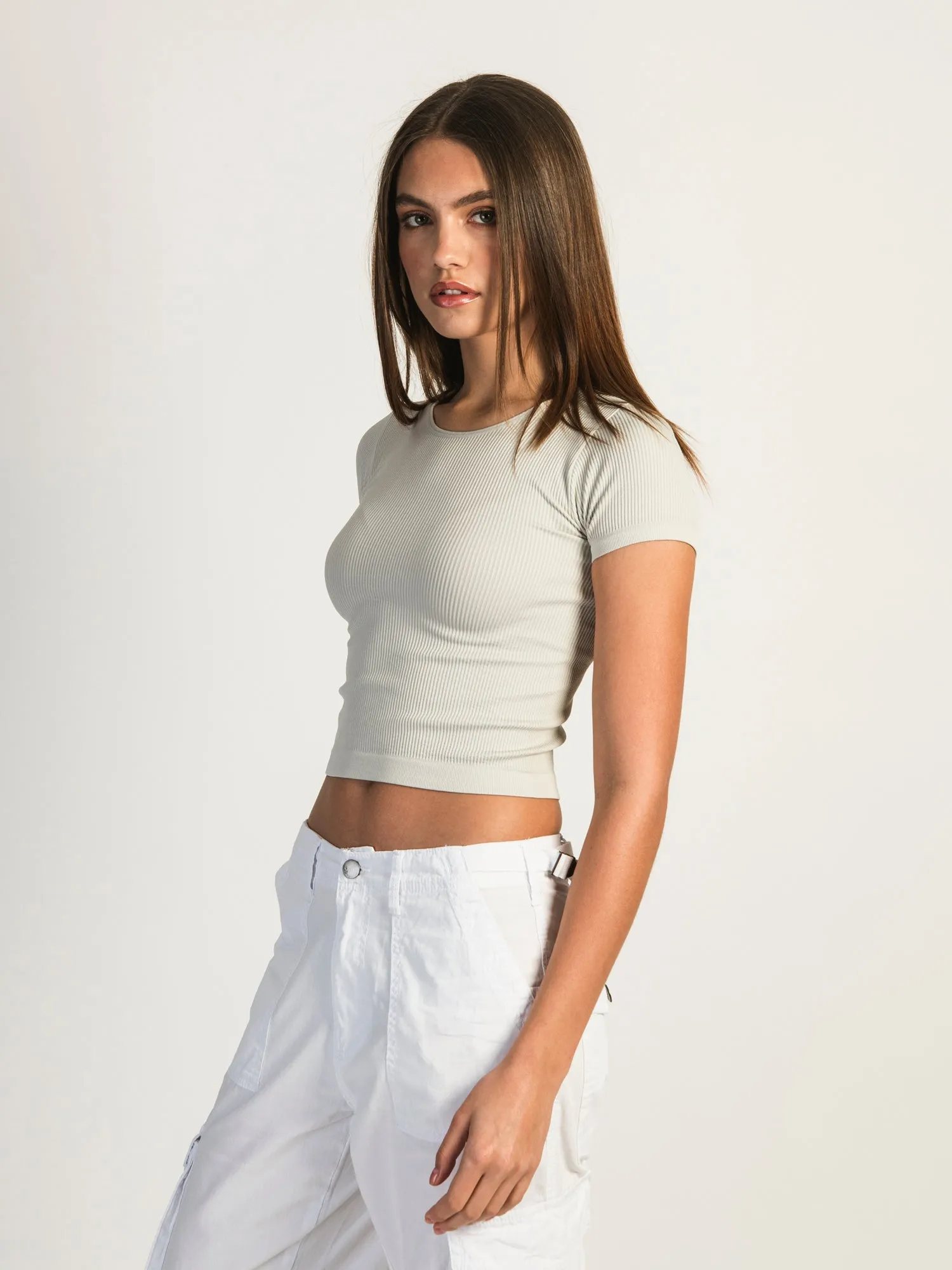 HARLOW RIBBED SEAMLESS TEE - ROCK sold by Harlow product image thumbnail 2