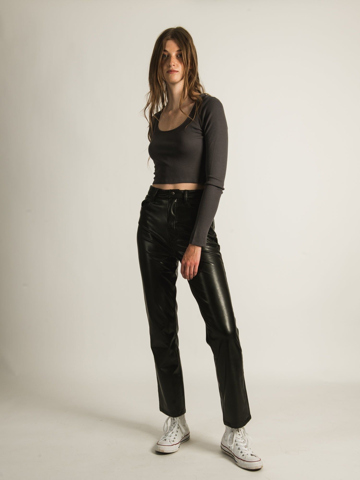 HARLOW HIGH RISE VEGAN LEATHER PANTS sold by Harlow
