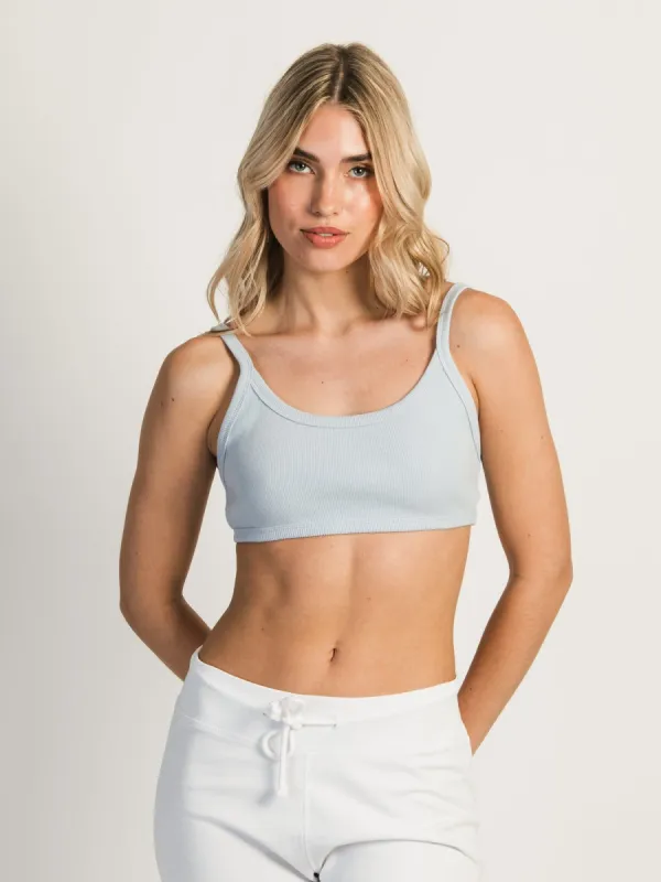 HARLOW RIBBED OPEN BACK BRALETTE - BABY BLUE sold by Harlow