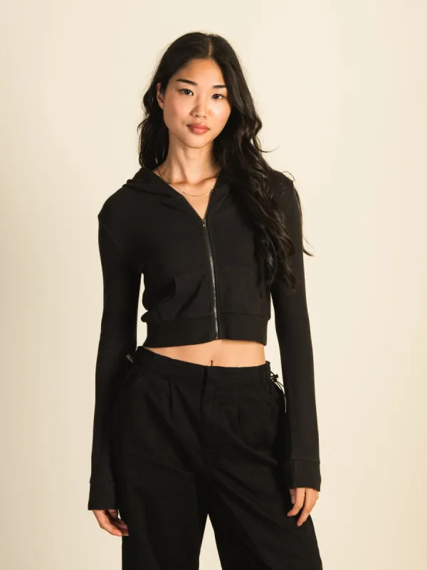 HARLOW ELLIE RIBBED ZIP UP - COAL sold by Harlow