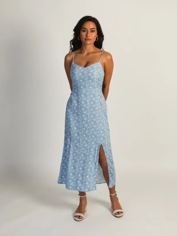 HARLOW MALIA SLIT PRINT DRESS - BABY BLUE sold by Harlow