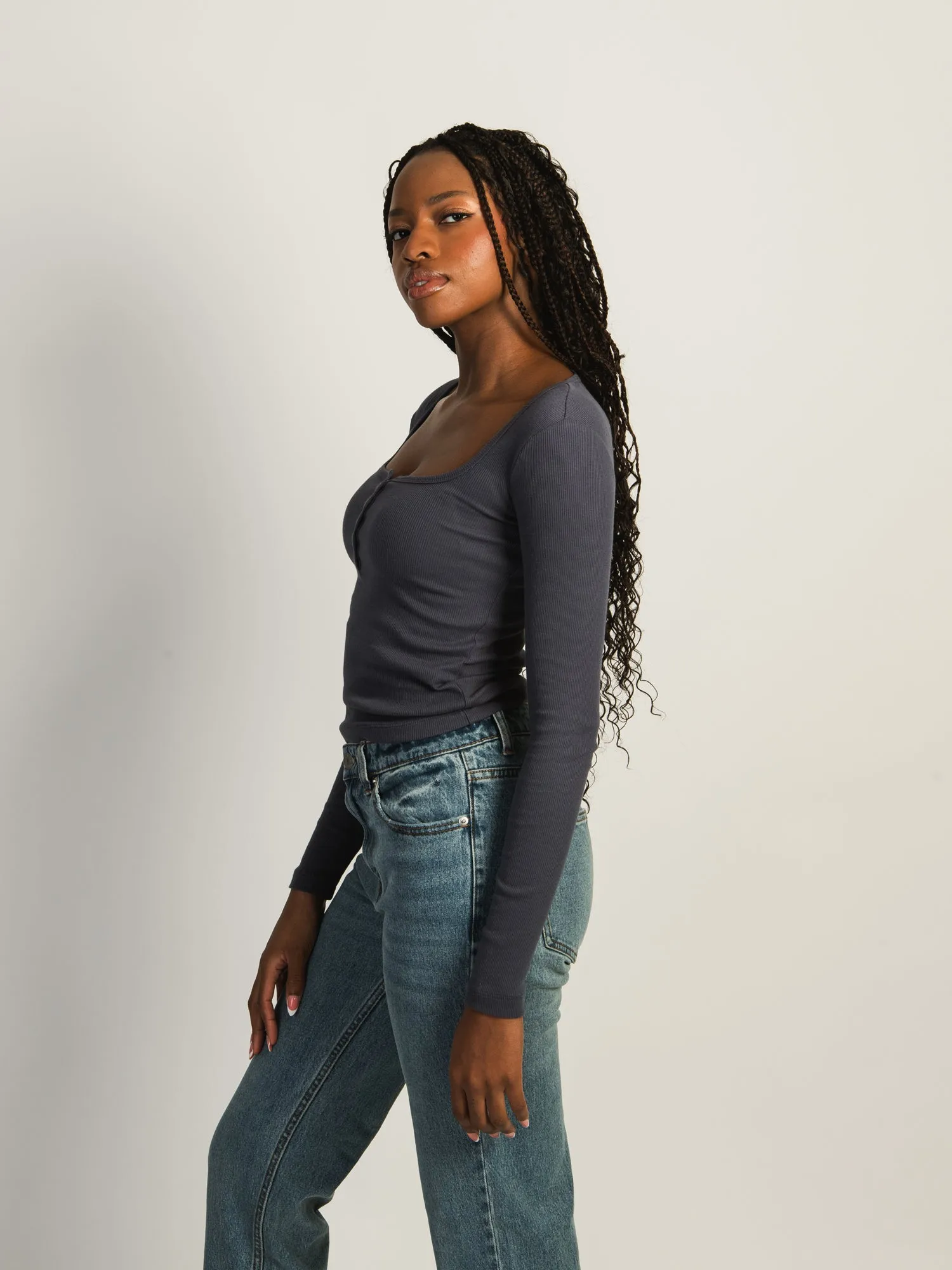 HARLOW DAPHNE LONG SLEEVE HENLEY - NAVY sold by Harlow product image thumbnail 2