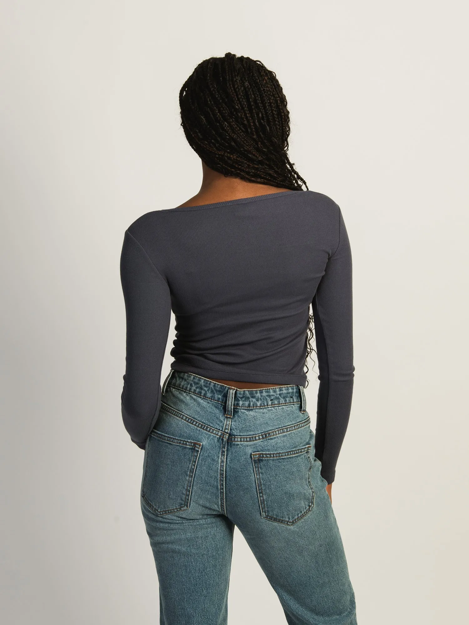 HARLOW DAPHNE LONG SLEEVE HENLEY - NAVY sold by Harlow product image thumbnail 3