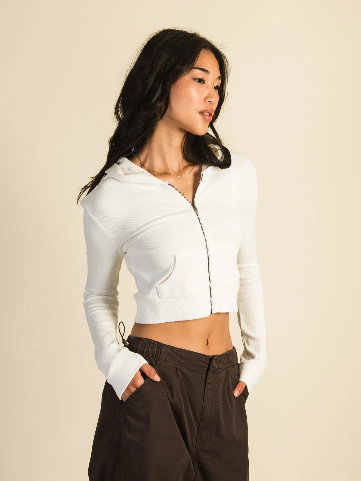 HARLOW ELLIE RIBBED ZIP UP - CREAM sold by Harlow product image thumbnail 3