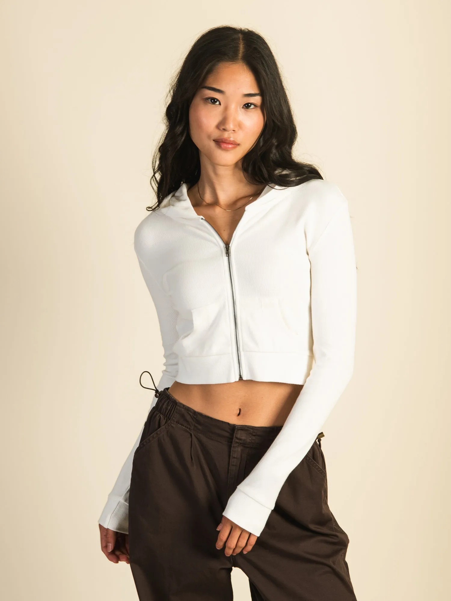 HARLOW ELLIE RIBBED ZIP UP - CREAM sold by Harlow product image thumbnail 2