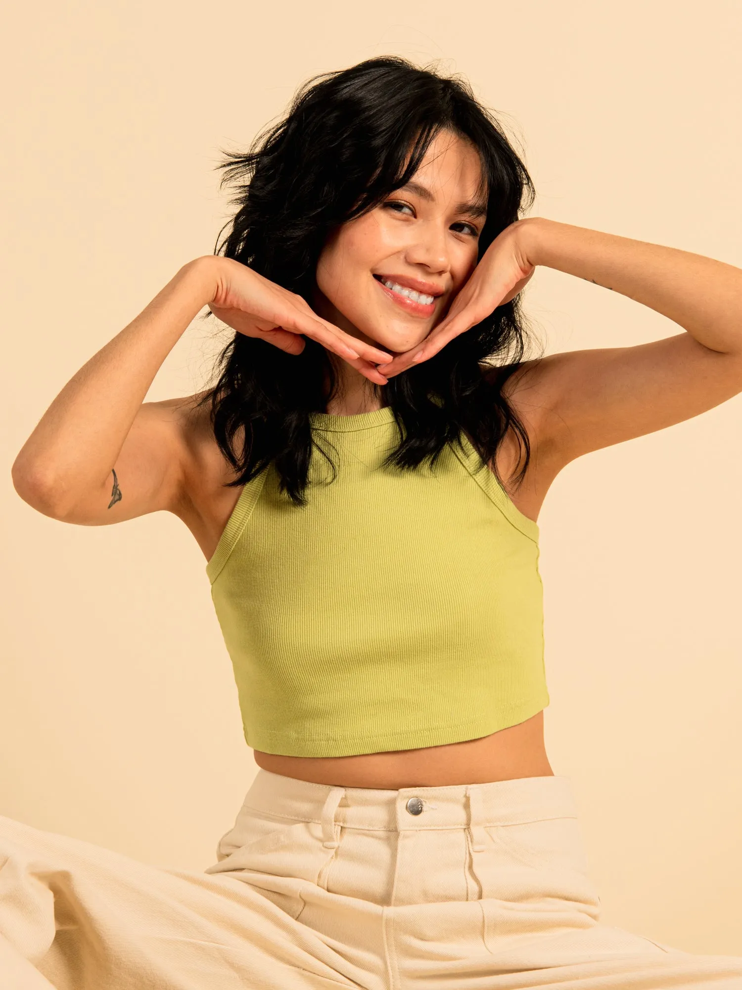 HARLOW HIGH NECK RACERBACK TANK TOP sold by Harlow