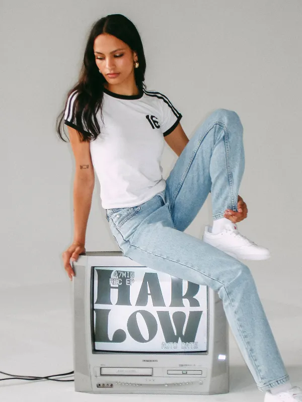 HARLOW MIA TEE - WHITE/BLACK sold by Harlow